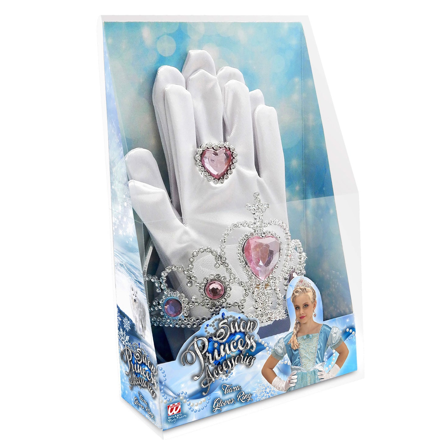 "SET SCHNEEPRINZESSIN" (Tiara, Handschuhe, Ring) – Detailansicht