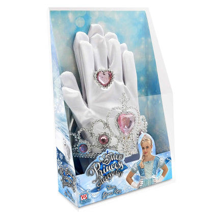 "SET SCHNEEPRINZESSIN" (Tiara, Handschuhe, Ring) – Detailansicht