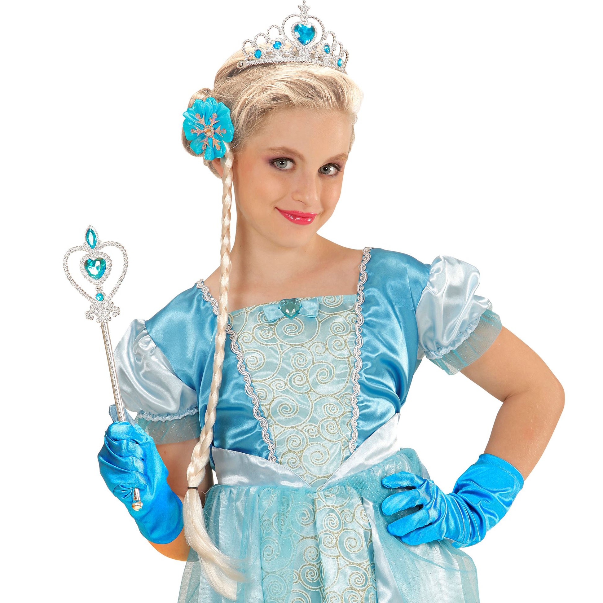 "SET SCHNEEPRINZESSIN" (Tiara, Zopf, Handschuhe, Prinzessinnenstab) – Ansicht 3