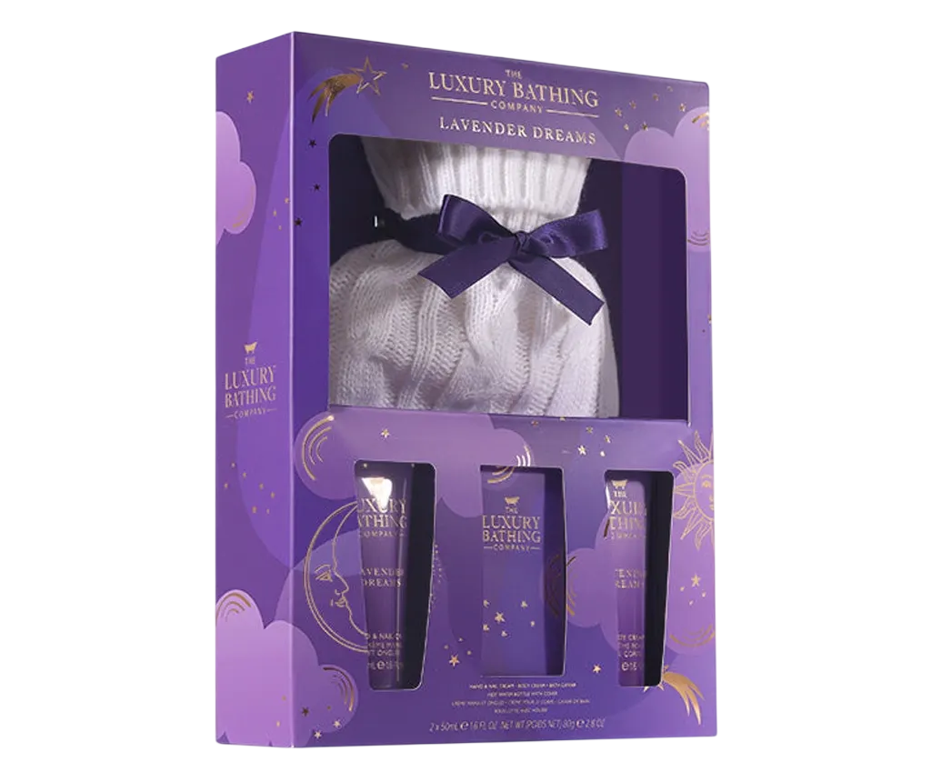 The Luxury Bathing Company Cosy Up Lavender Dreams Geschenkset mit Badesalz Körpercreme und Handcreme
