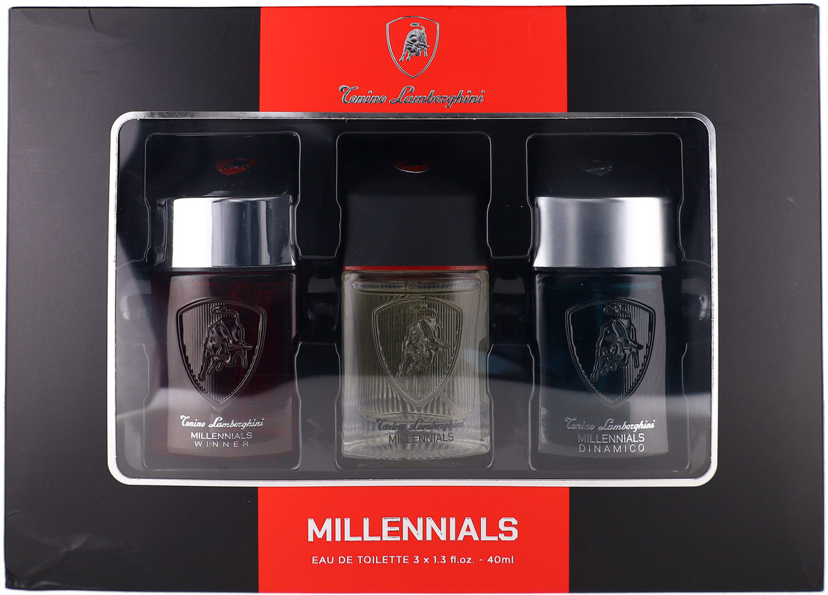 Set Tonino Lamborghini: Millennials, Eau De Toilette, For Men, 40 ml + Millennials Winner, Eau De Toilette, For Men, 40 ml + Millennials Dinamico, Eau De Toilette, For Men, 40 ml