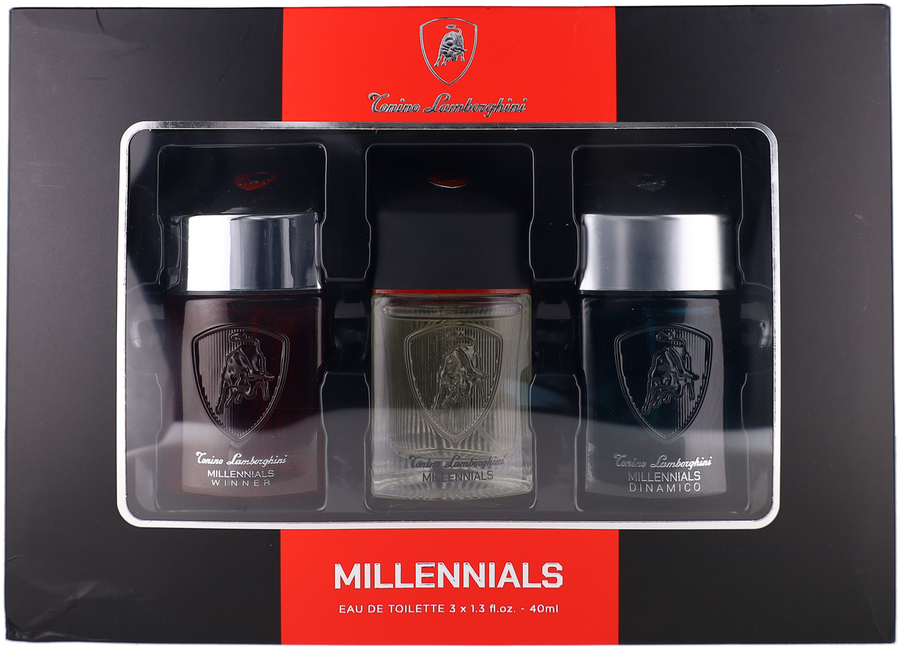 Set Tonino Lamborghini: Millennials, Eau De Toilette, For Men, 40 ml + Millennials Winner, Eau De Toilette, For Men, 40 ml + Millennials Dinamico, Eau De Toilette, For Men, 40 ml