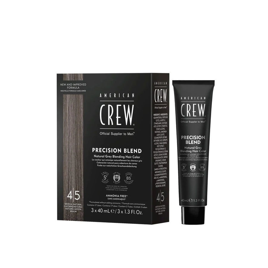 Set Trio, American Crew, Precision Blend, Semi-permanente Haarfarbe, 4-5 Natural Grey, 3 stk, 40 ml