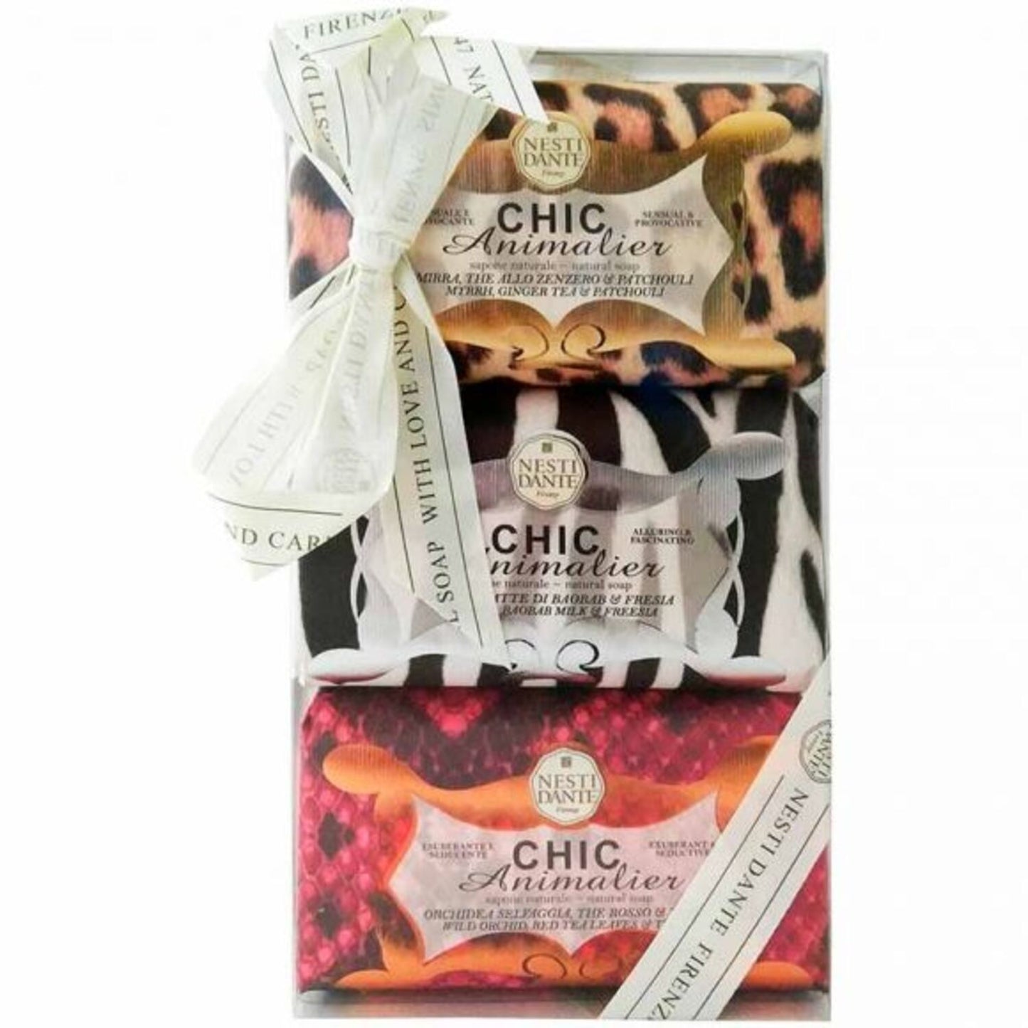 Set Trio, Nesti Dante, Chic Animalier, Beruhigend, Seifenstück, 3 stk, 250 g