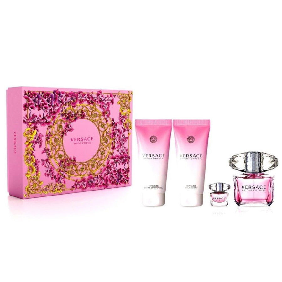 Versace Bright Crystal Geschenkset mit Eau de Toilette, Body Lotion, Duschgel und Miniatur