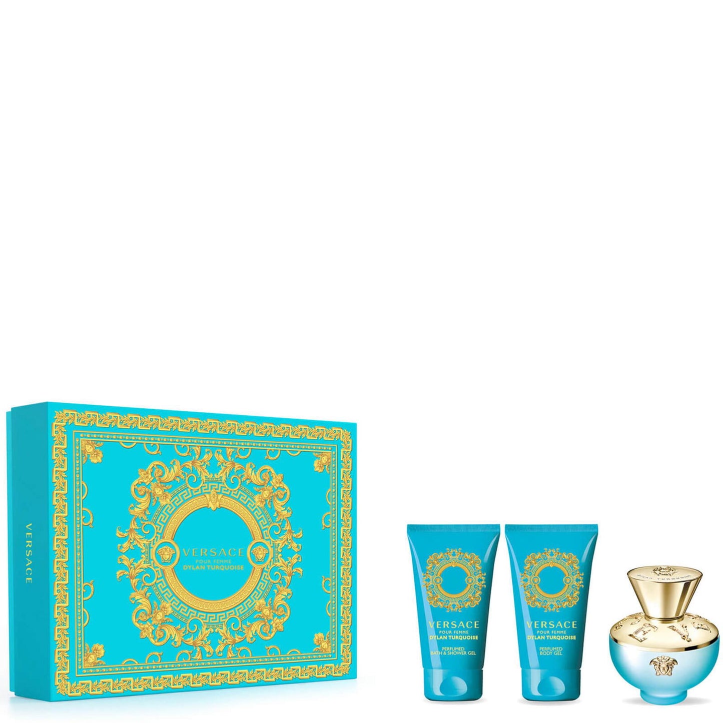 Set Versace: Dylan Turquoise, Eau De Toilette, For Women, 50 ml + Dylan Turquoise, Shower Gel, 50 ml + Dylan Turquoise, Body Gel, 50 ml