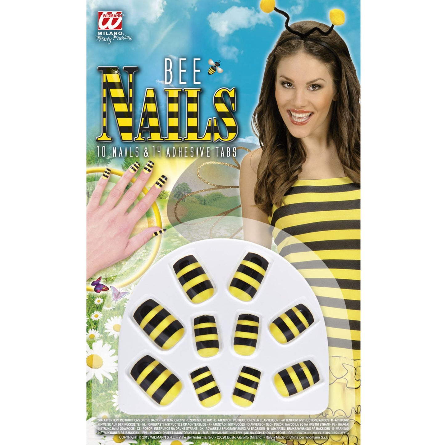 "Set von 10 BIENEN FINGERNÄGELN" – Vorderansicht