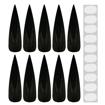 set von "10 FINGERNÄGEL GRUSELIG SCHWARZ" mit 10 Klebelaschen – Detailansicht