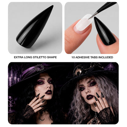 set von "10 FINGERNÄGEL GRUSELIG SCHWARZ" mit 10 Klebelaschen – Ansicht 4