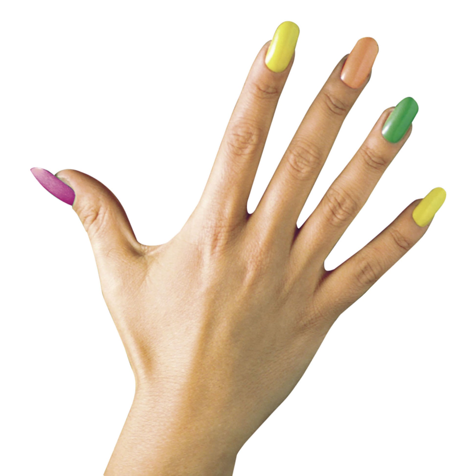 "Set von 12 NEON FINGERNÄGELN" mit 24 Klebelaschen - sort. In 4 Farben – Detailansicht