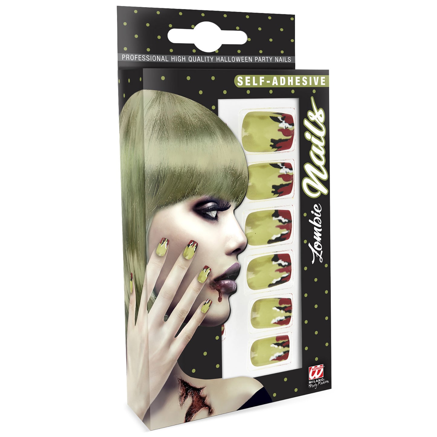 "Set von 12 SELBSTKLEBENDEN FINGERNÄGELN - FÜR ZOMBIES" – Vorderansicht