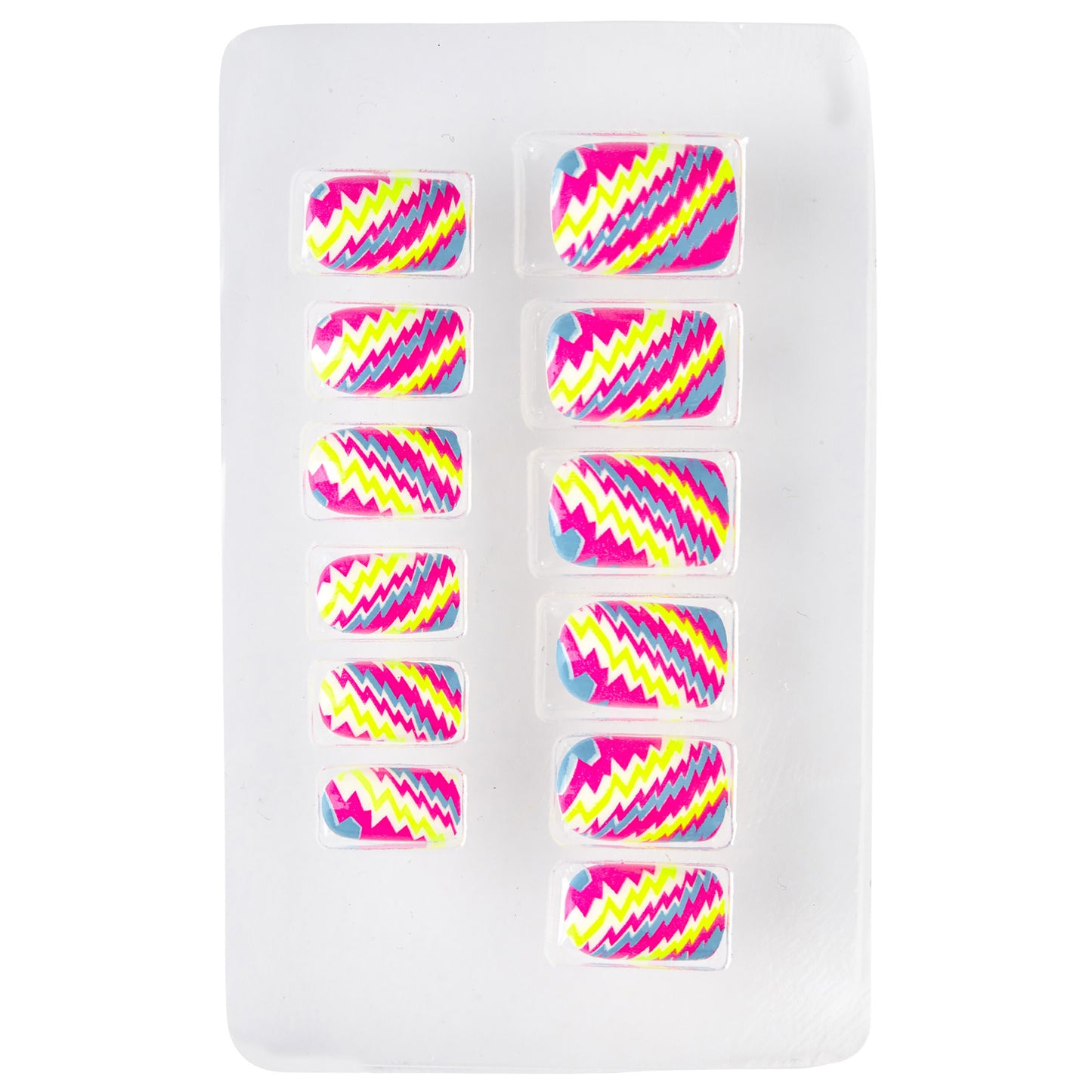 "Set von 12 SELBSTKLEBENDEN FINGERNÄGELN - NEON STIPES" – Detailansicht