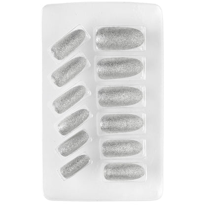 "Set von 12 SELBSTKLEBENDEN FINGERNÄGELN - SILBER" – Detailansicht
