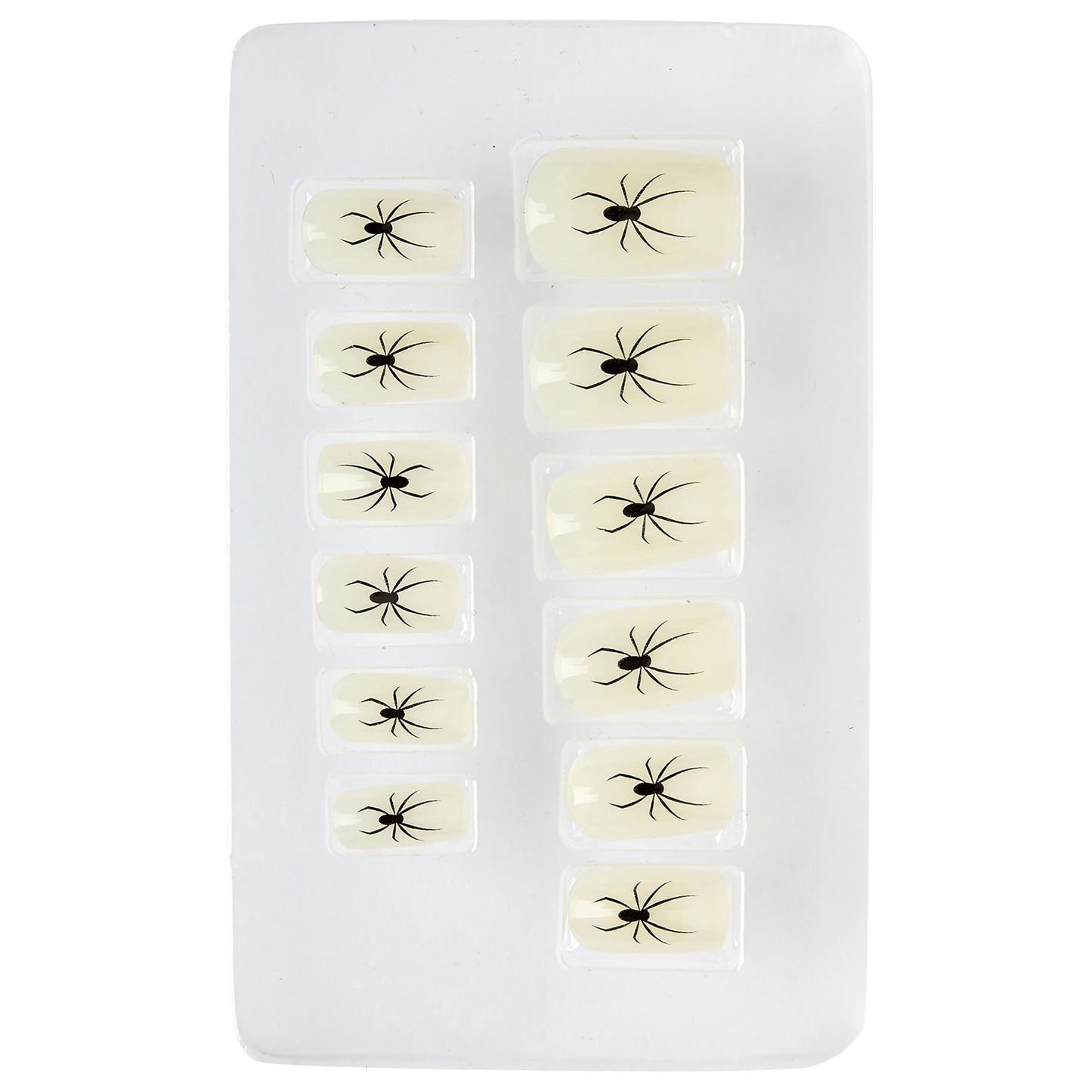"Set von 12 SELBSTKLEBENDEN FINGERNÄGELN - SPINNENMOTIV GLOW IN THE DARK" – Detailansicht