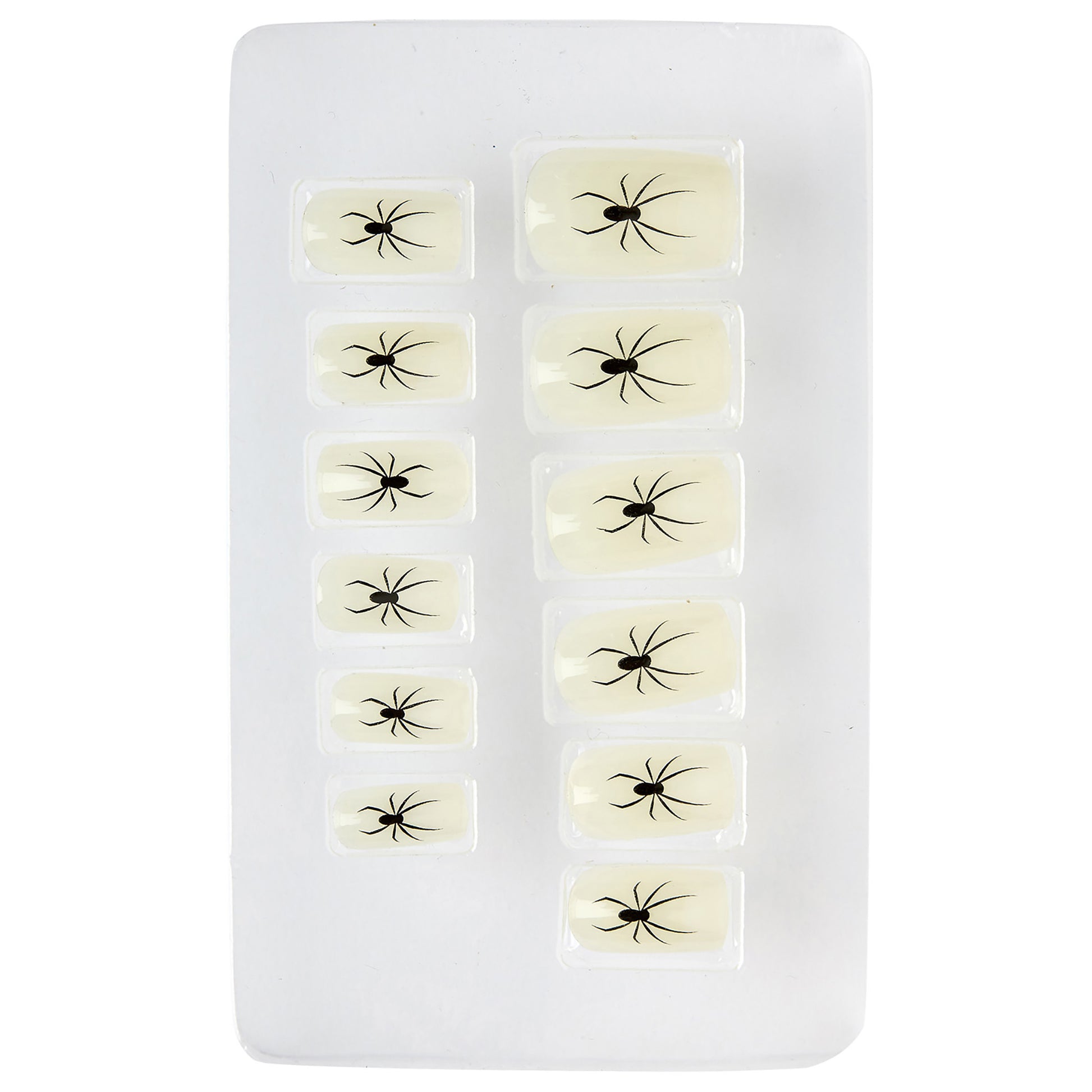 "Set von 12 SELBSTKLEBENDEN FINGERNÄGELN - SPINNENMOTIV GLOW IN THE DARK" – Detailansicht
