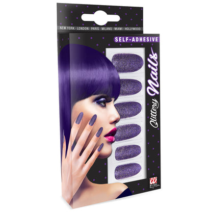 "Set von 12 SELBSTKLEBENDEN FINGERNÄGELN - VIOLETT" – Vorderansicht