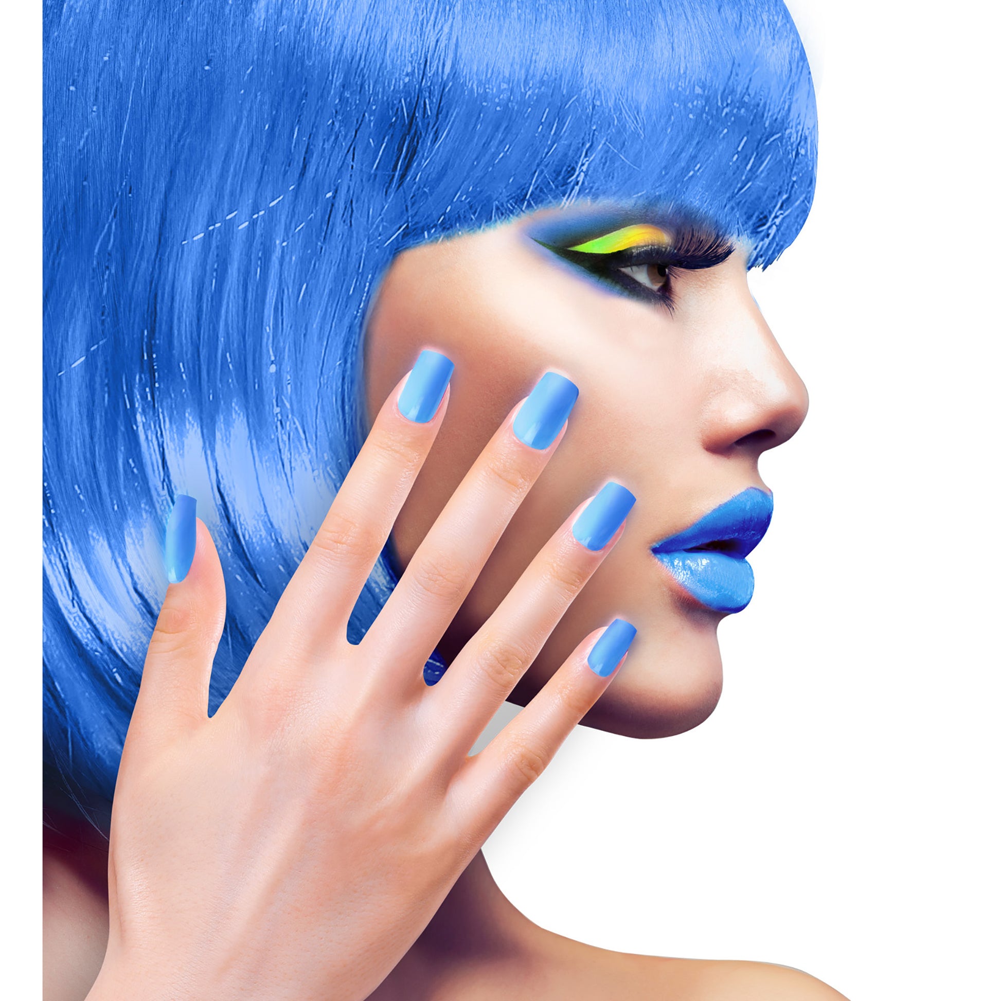 "Set von 12 SELBSTKLEBENDEN NEON AIRBRUSH FINGERNÄGELN - NEON BLAU" – Ansicht 3