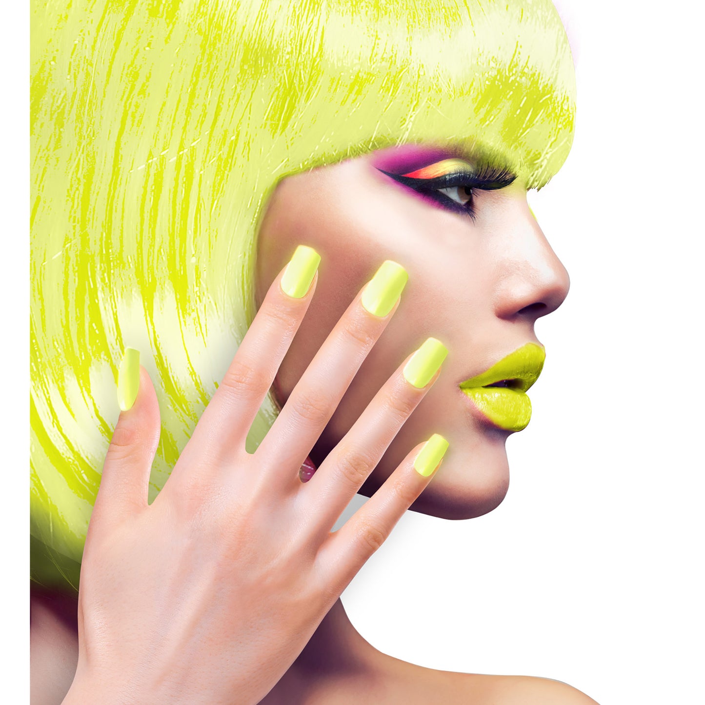 "Set von 12 SELBSTKLEBENDEN NEON AIRBRUSH FINGERNÄGELN - NEON GELB" – Ansicht 3