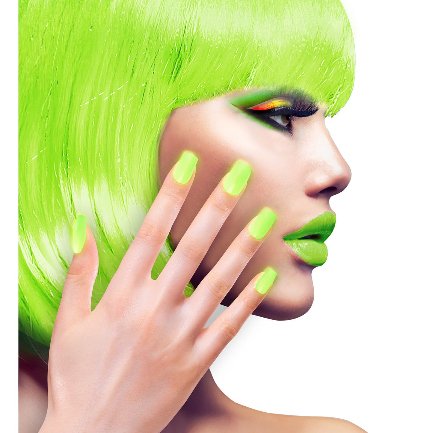 "Set von 12 SELBSTKLEBENDEN NEON AIRBRUSH FINGERNÄGELN - NEON GRÜN" – Ansicht 3