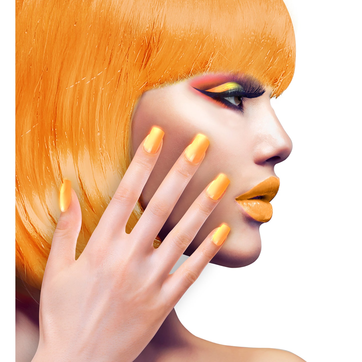 "Set von 12 SELBSTKLEBENDEN NEON AIRBRUSH FINGERNÄGELN- NEON ORANGE" – Ansicht 3