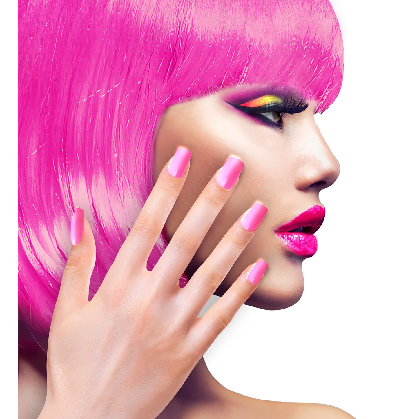 "Set von 12 SELBSTKLEBENDEN NEON AIRBRUSH FINGERNÄGELN - NEON PINK" – Ansicht 3