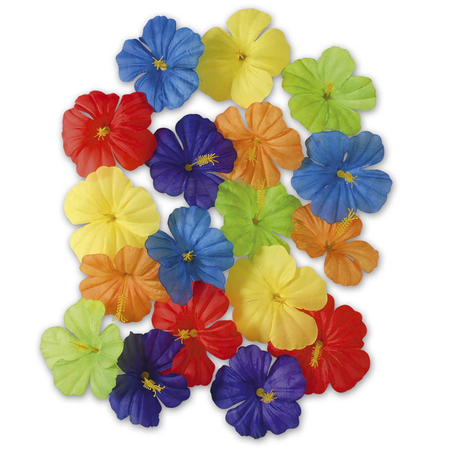"Set von 18 HIBISKUS BLUMEN" 6 Farben sort – Vorderansicht