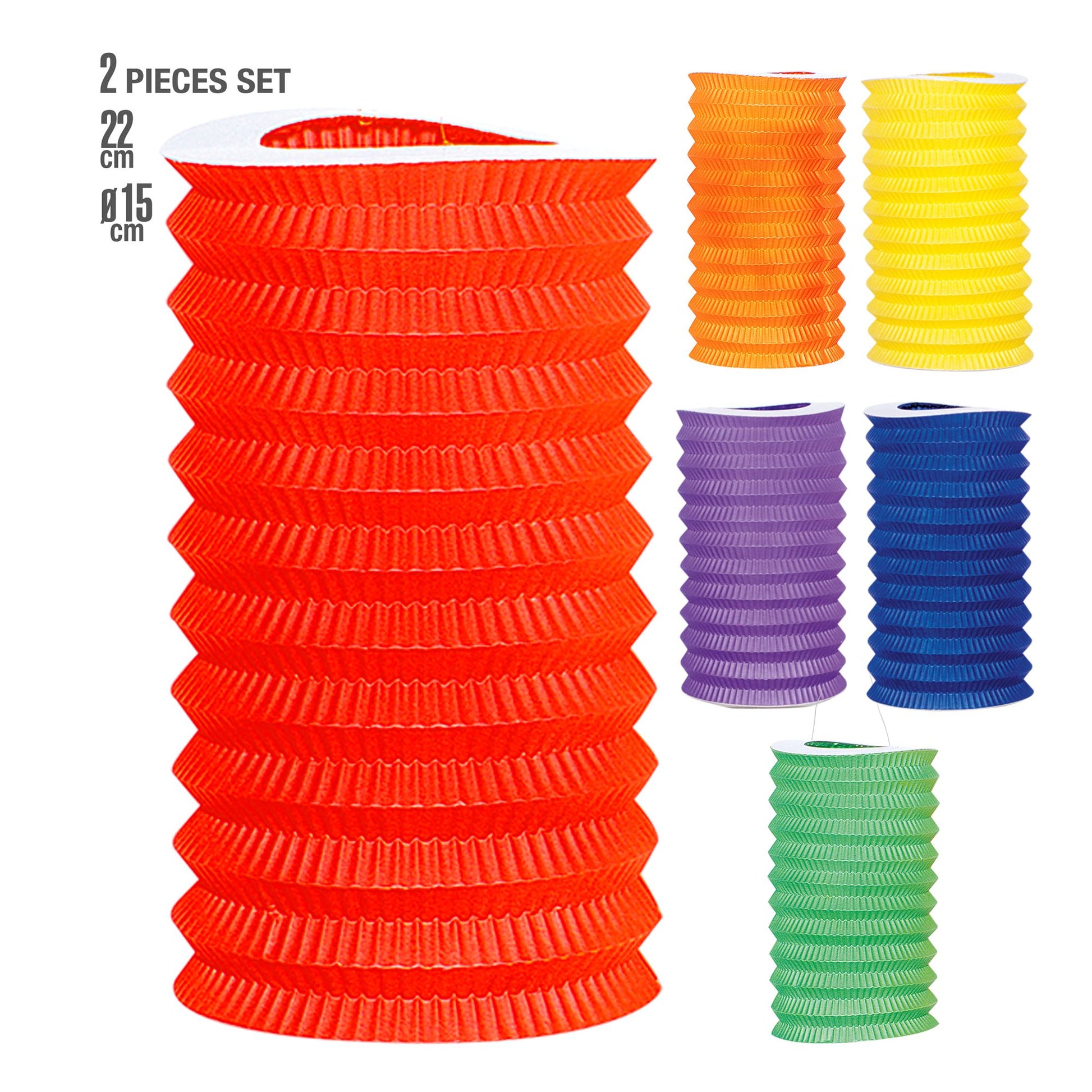 "Set von 2 EINFARBIGEN LATERNEN" Ø 15 cm – Vorderansicht