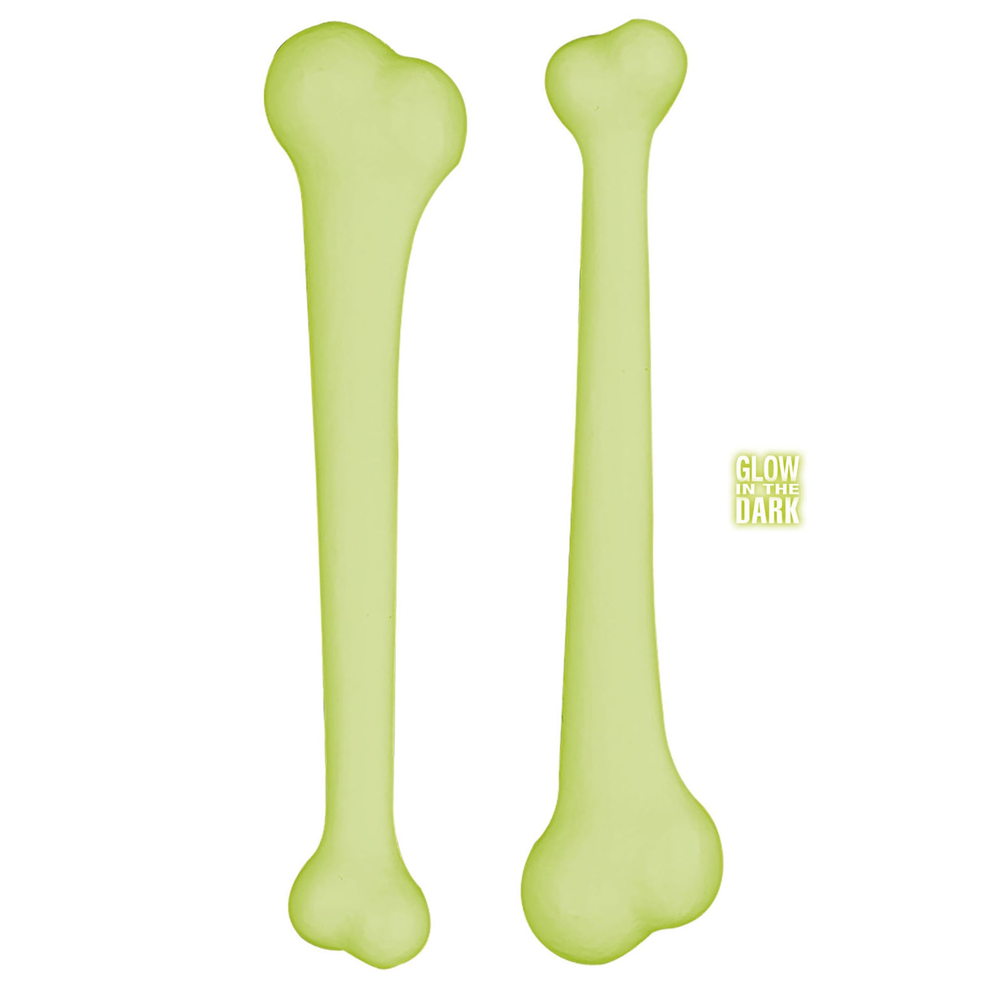 "Set von 2 GLOW IN DARK KNOCHEN" 23 cm – Vorderansicht