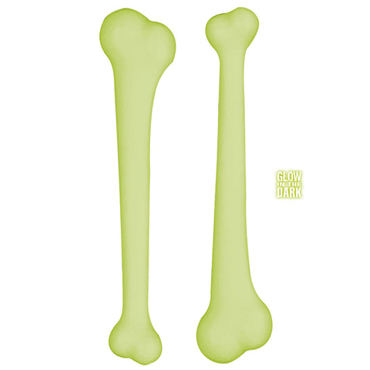 "Set von 2 GLOW IN DARK KNOCHEN" 23 cm – Vorderansicht
