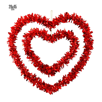 "SET VON 2 HERZEN AUS LAMETTA" 28 & 45 cm – Vorderansicht