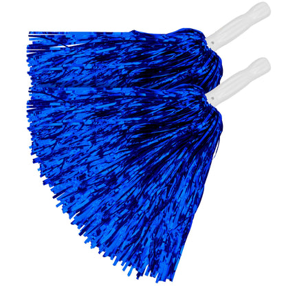 "SET VON 2 METALLIC BLAUEN POMPONS" – Vorderansicht