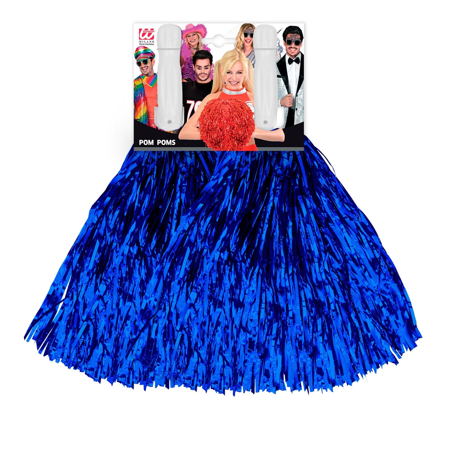 "SET VON 2 METALLIC BLAUEN POMPONS" – Detailansicht