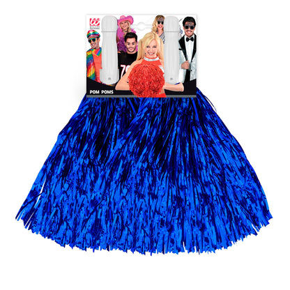 "SET VON 2 METALLIC BLAUEN POMPONS" – Detailansicht
