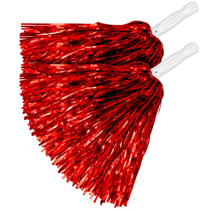 "SET VON 2 METALLIC ROTEN POMPONS" – Vorderansicht