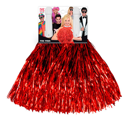 "SET VON 2 METALLIC ROTEN POMPONS" – Detailansicht