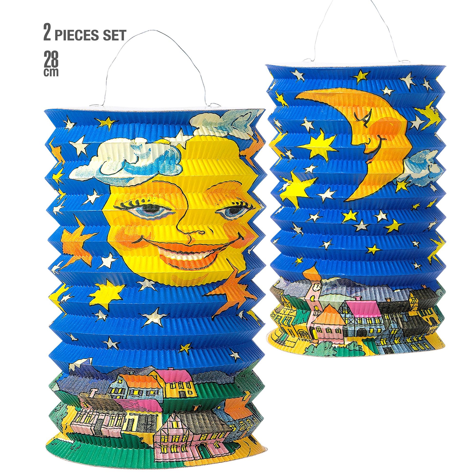 "Set von 2 MOND LATERNEN" h 28 cm – Vorderansicht