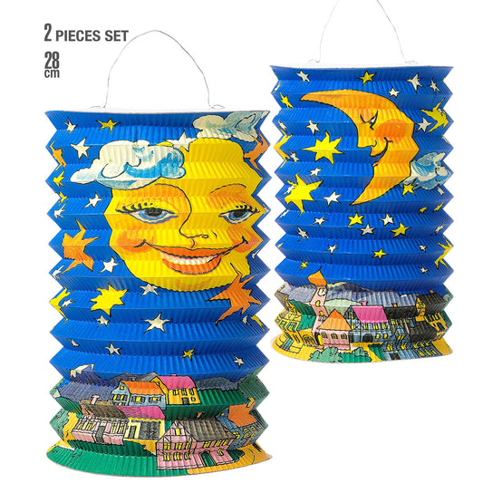 "Set von 2 MOND LATERNEN" h 28 cm – Vorderansicht