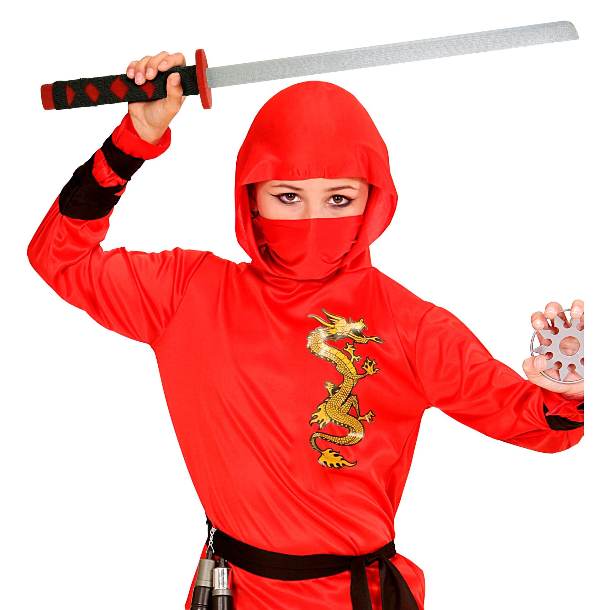 "SET VON 2 NINJA KATANAS IN ROT & SCHWARZ AUS HOLZ" 72 cm – Ansicht 4