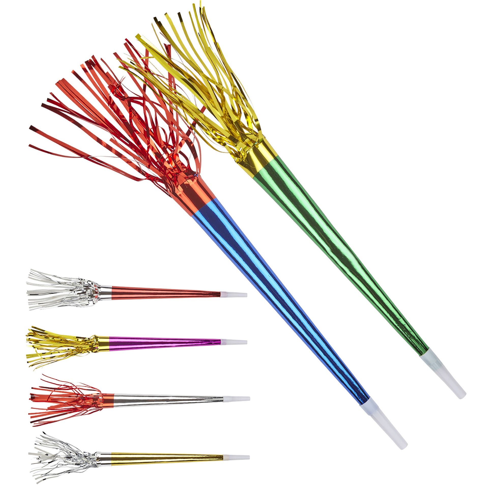 "Set von 2 TROMPETEN METALLISIERT" 35 cm ca – Vorderansicht
