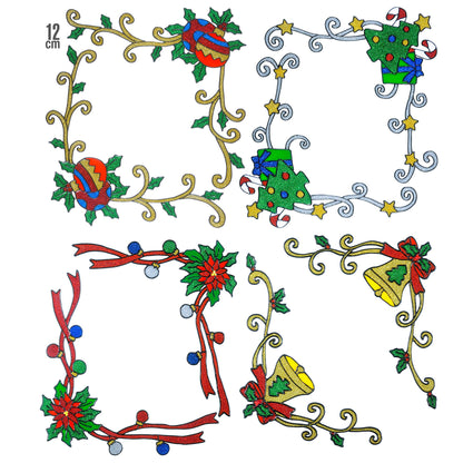 "Set von 2 WEIHNACHTS FENSTERBILDERN FÜR FENSTERECKEN" sort. In 4 Modellen - 12 cm – Vorderansicht