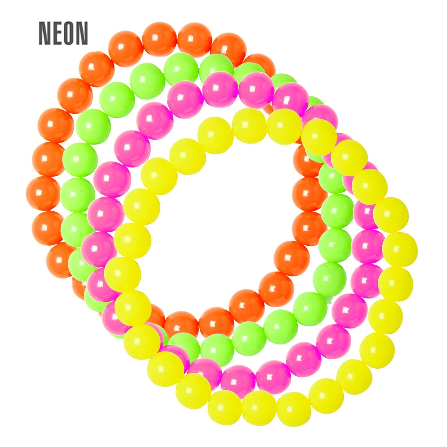 "Set von 4 ARMBÄNDERN IN NEONFARBEN" – Vorderansicht