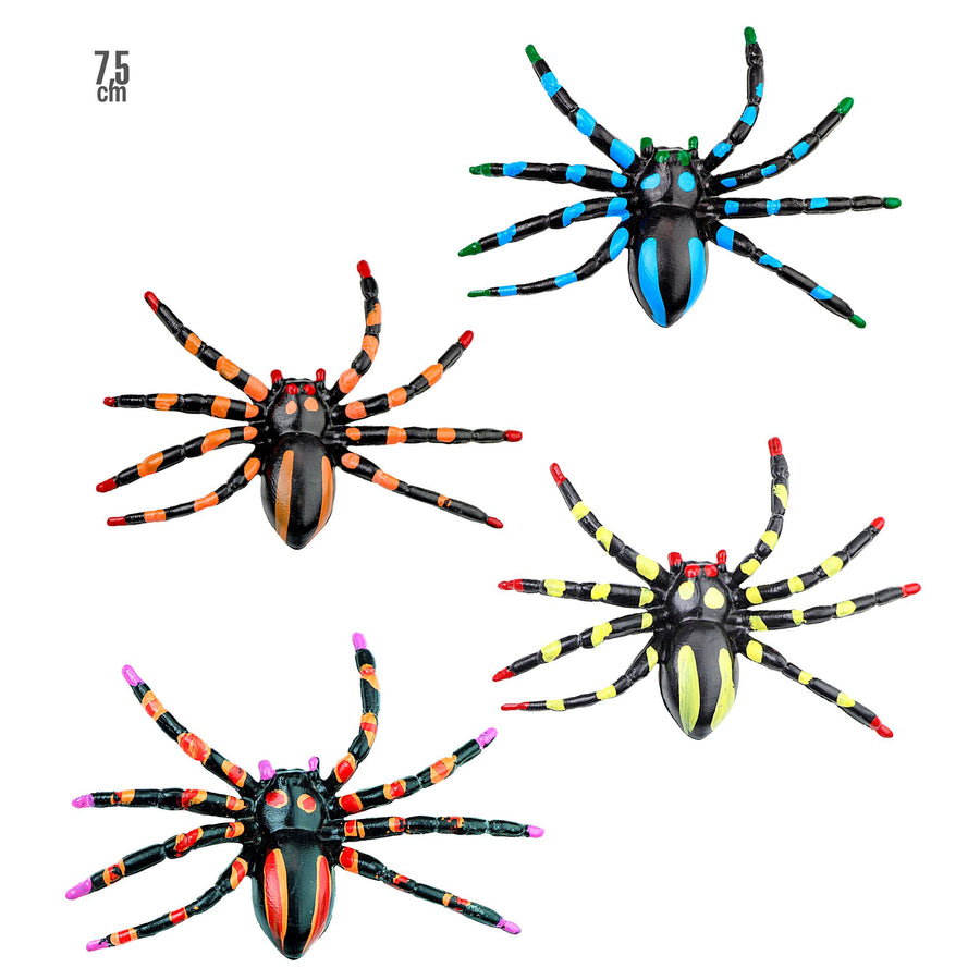 "Set von 4 BUNTEN SPINNEN" 7,5 cm – Vorderansicht