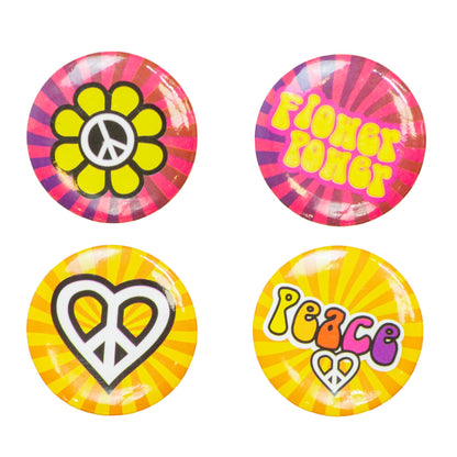 "SET VON 4 HIPPIE PINS" – Vorderansicht