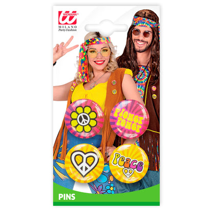 "SET VON 4 HIPPIE PINS" – Detailansicht