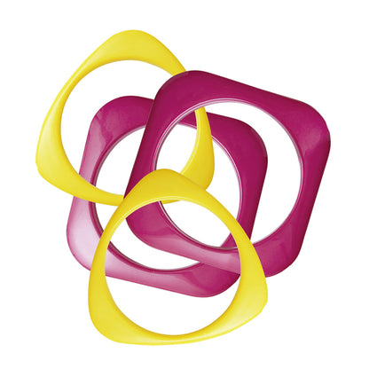 "Set von 4 PINKEN UND GELBENEN DISKOARMBÄNDERN" – Vorderansicht