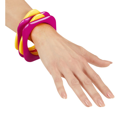 "Set von 4 PINKEN UND GELBENEN DISKOARMBÄNDERN" – Detailansicht