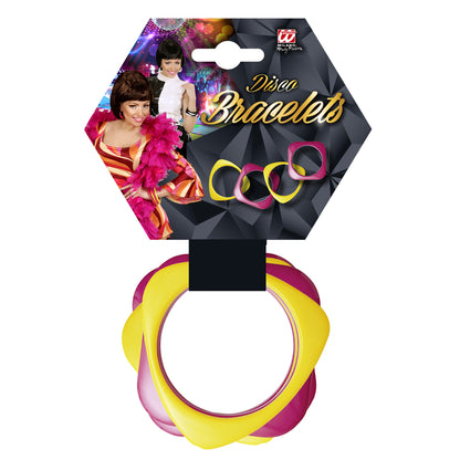 "Set von 4 PINKEN UND GELBENEN DISKOARMBÄNDERN" – Ansicht 3