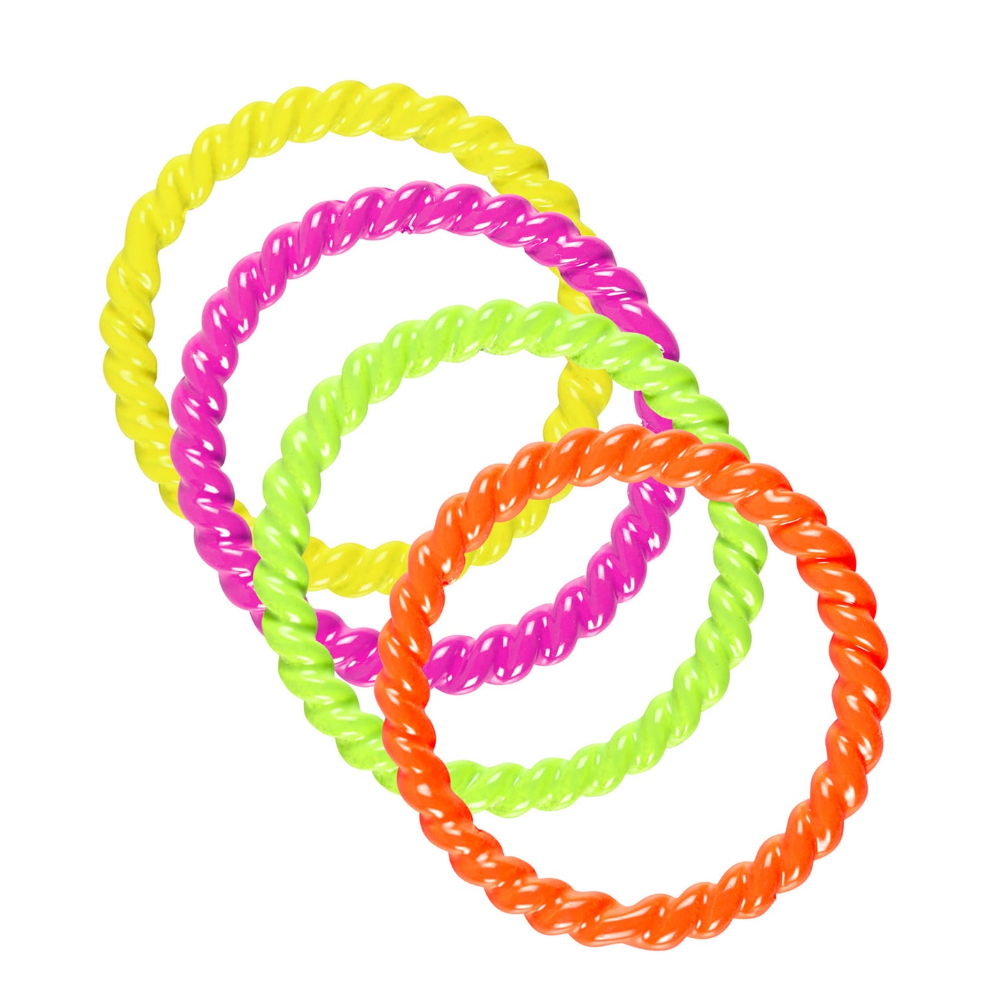 "Set von 4 RINGEN IN NEONFARBEN" – Vorderansicht