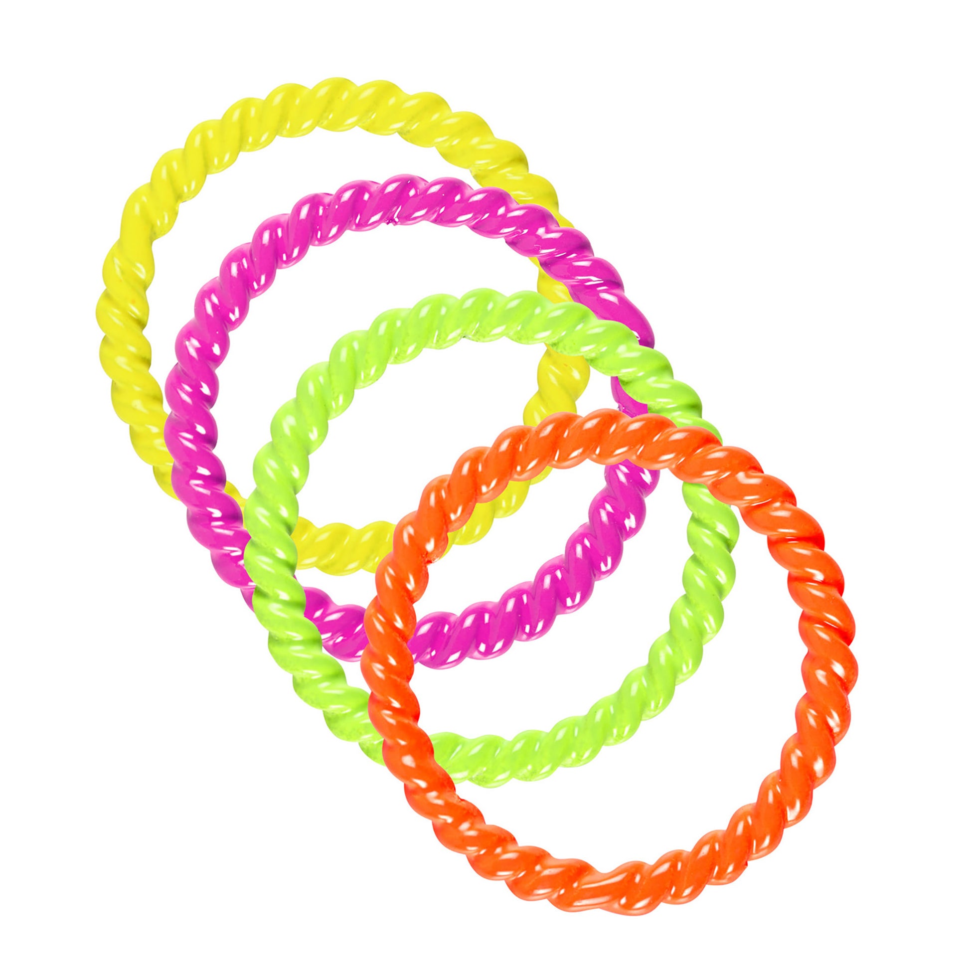"Set von 4 RINGEN IN NEONFARBEN" – Vorderansicht
