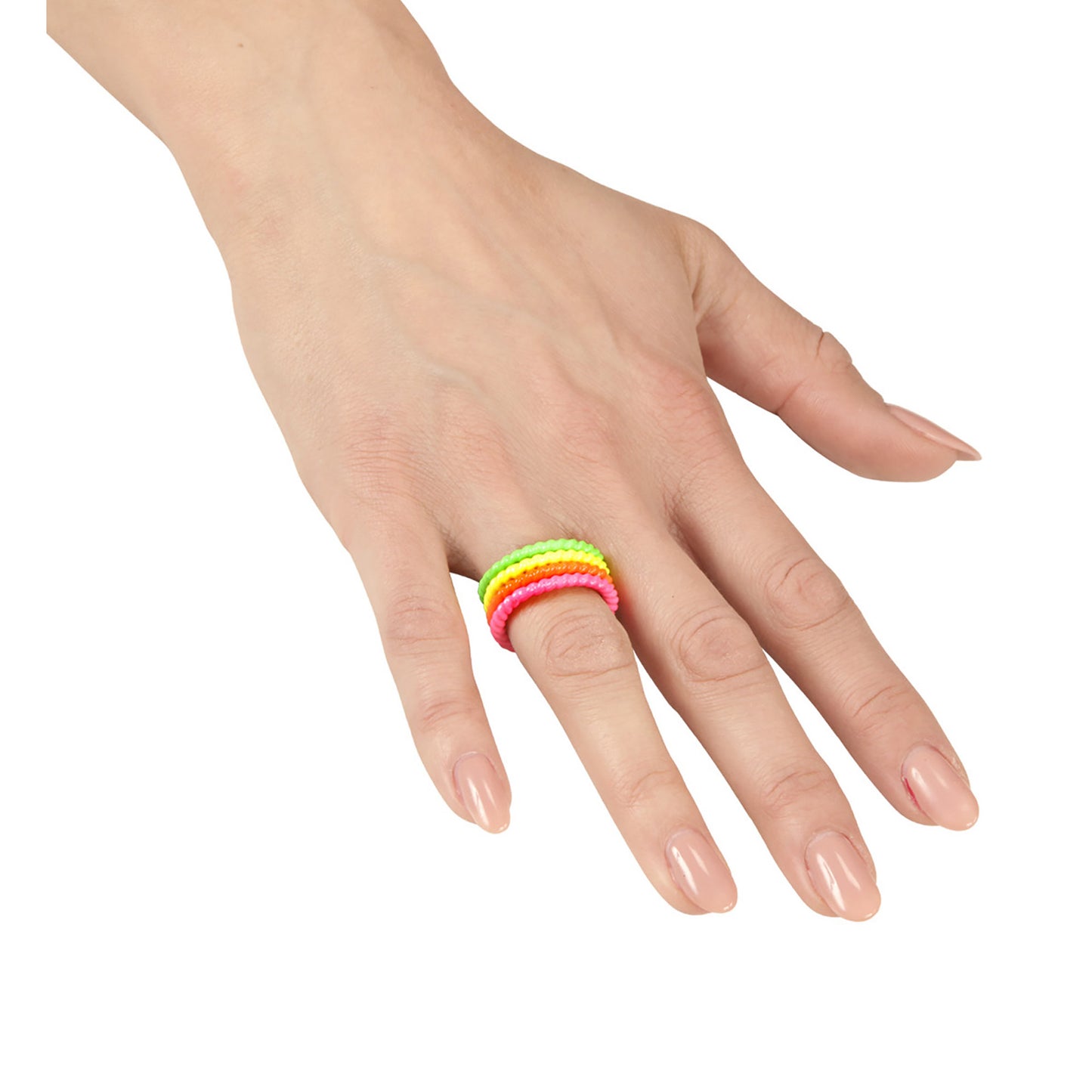 "Set von 4 RINGEN IN NEONFARBEN" – Detailansicht